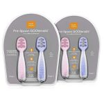 NumNum Pre-Spoon GOOtensils | Baby Spoon Set (Stage 1 + Stage 2) | BPA Free Silicone Self Feeding Toddler Utensils | for Kids Ages 6 Months+, 1-Pack, Two Spoons, Frosty Lilac/Rosebud - Image 5